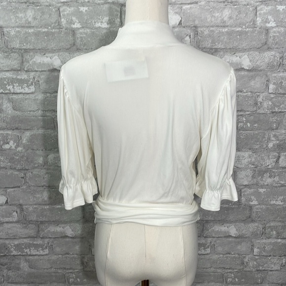Listicle White Puff Sleeve Ribbed
Top with Tie - Picture 4 of 6